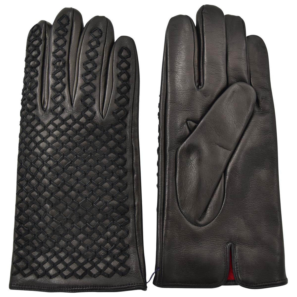 Kiton KITON Black Leather Cashmere Gloves Black 000