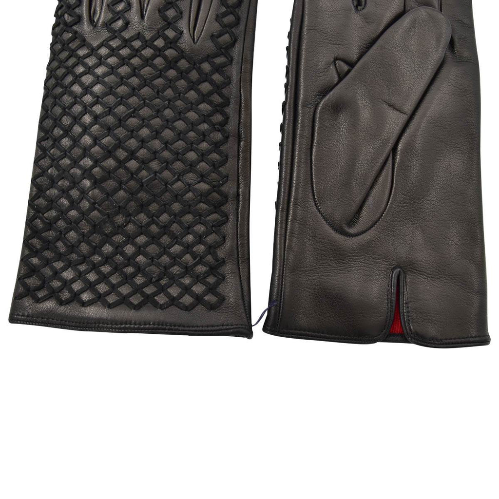 Kiton KITON Black Leather Cashmere Gloves Black 001