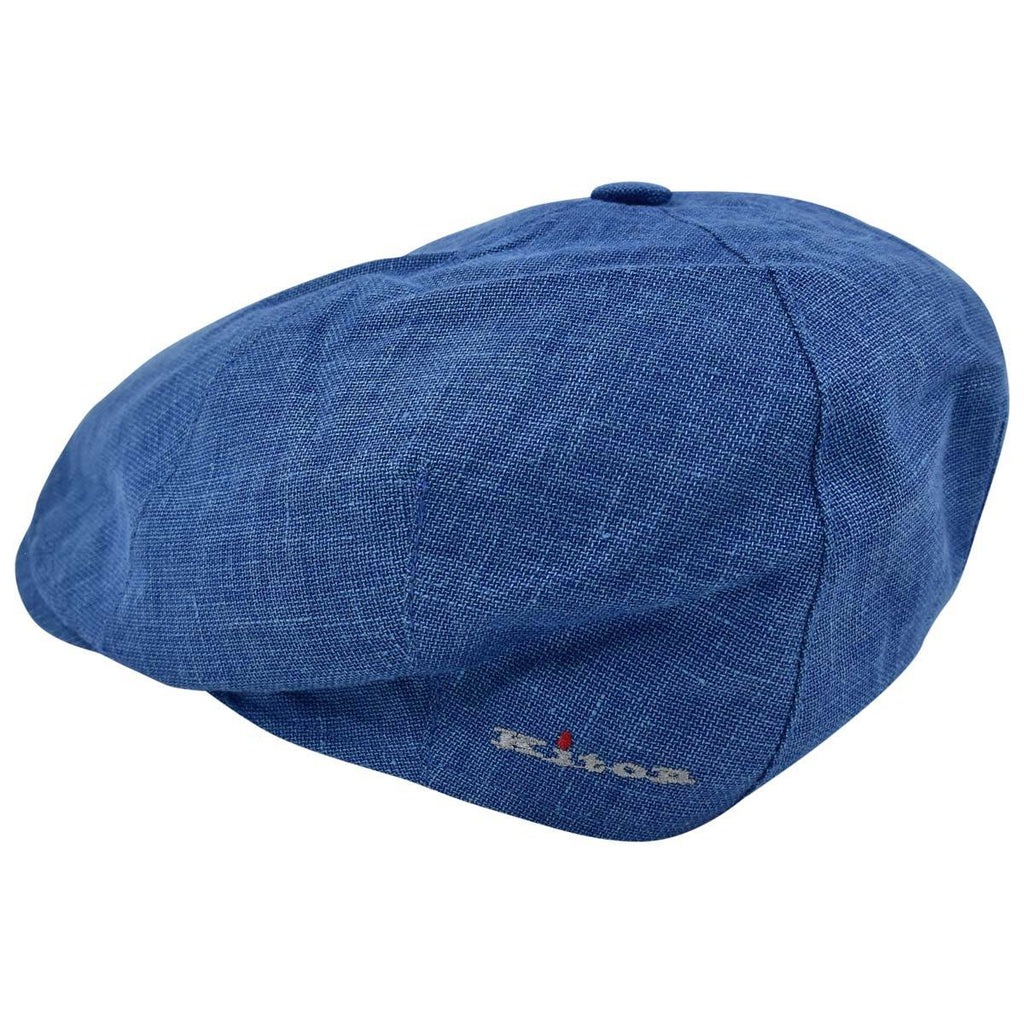 KITON Blue Cashmere Linen Silk Flat Cap