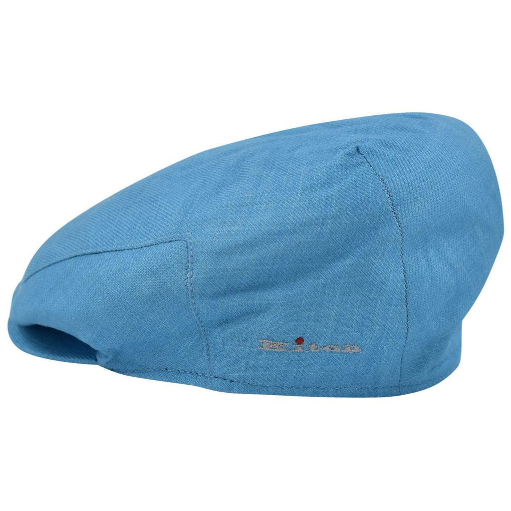 KITON Light Blue Silk Cashmere Linen Flat Cap