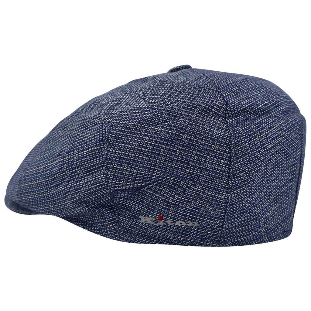 KITON Blue White Cashmere Silk Linen Flat Cap