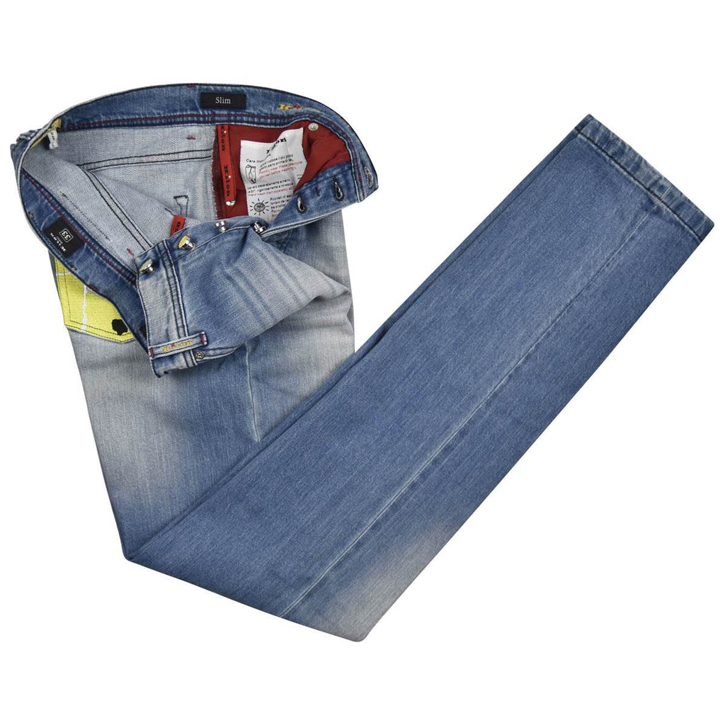 KITON Light Blue Cotton Ea Jeans Special Edition