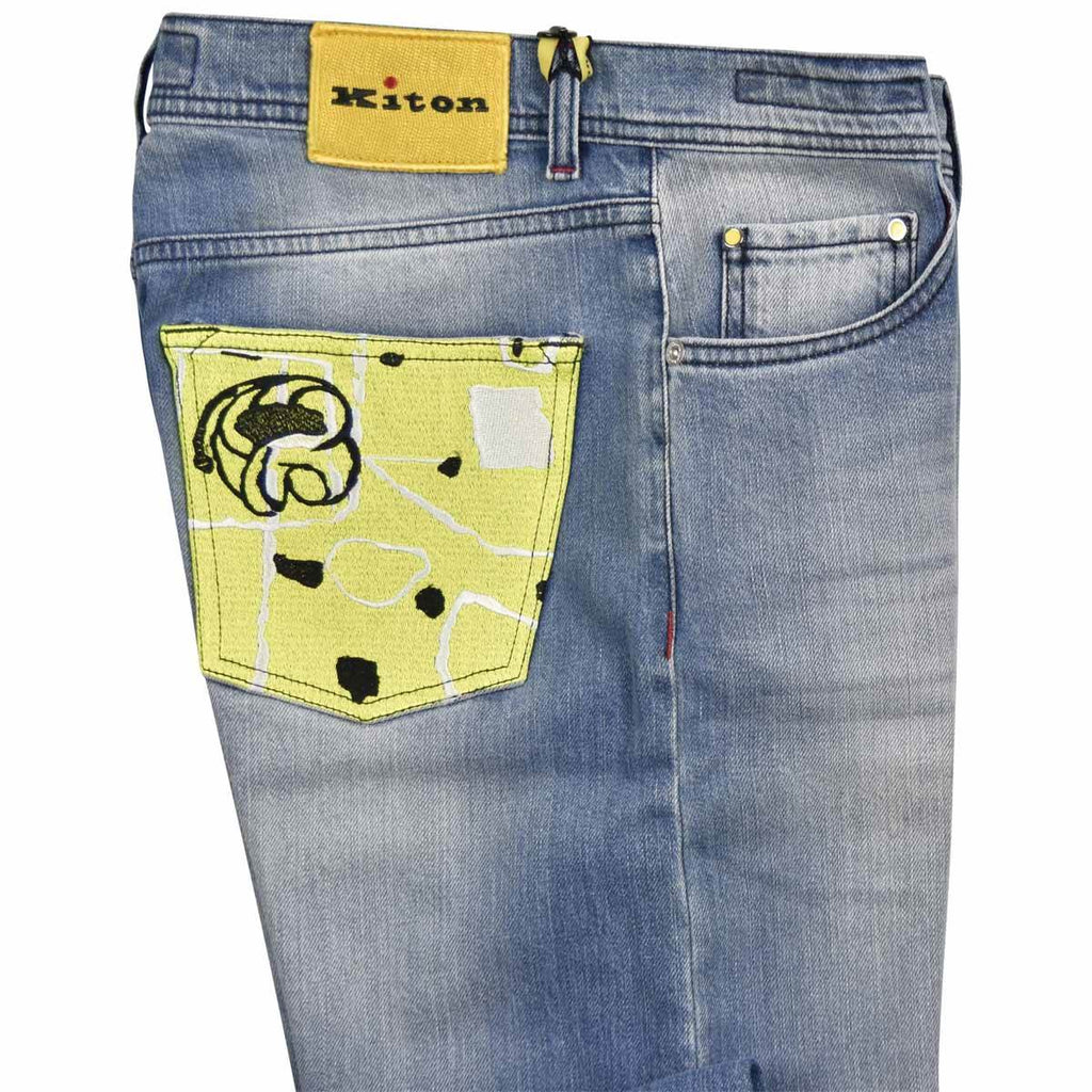 KITON Light Blue Cotton Ea Jeans Special Edition