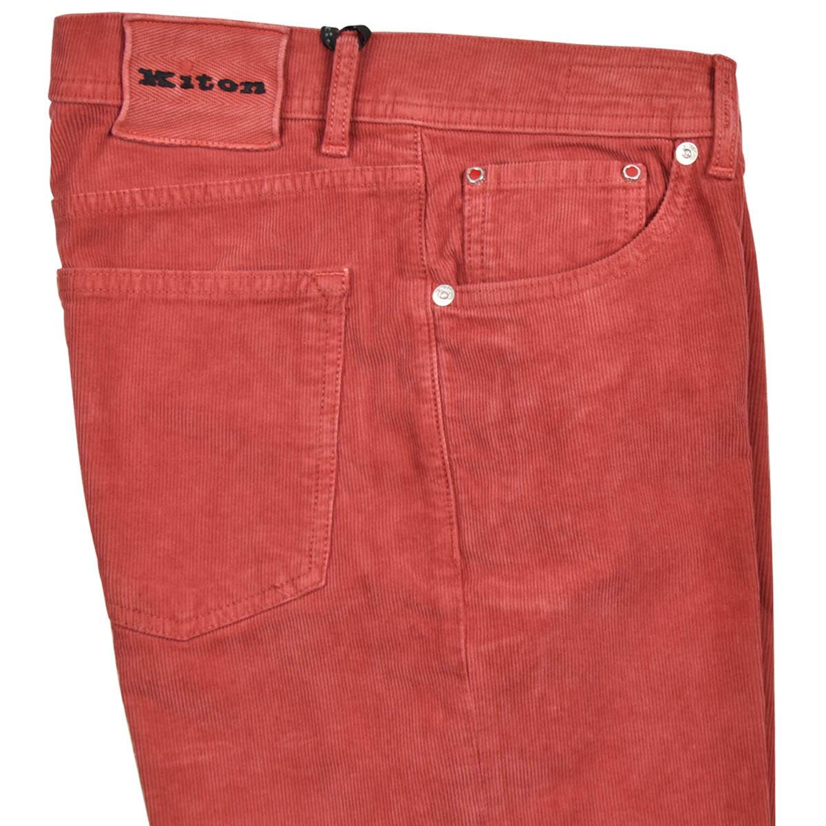 KITON Red Cotton Ea Velvet Jeans