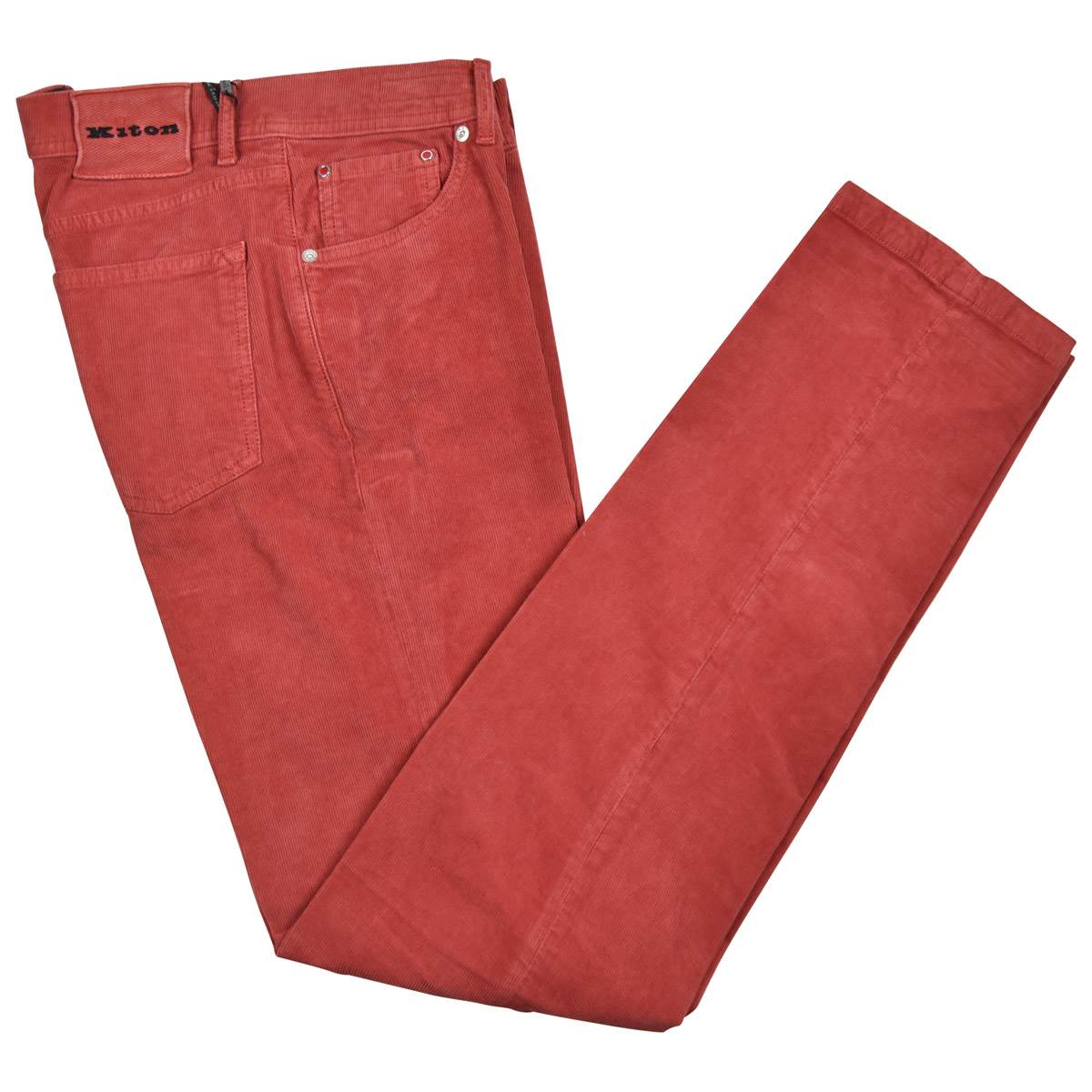 KITON Red Cotton Ea Velvet Jeans