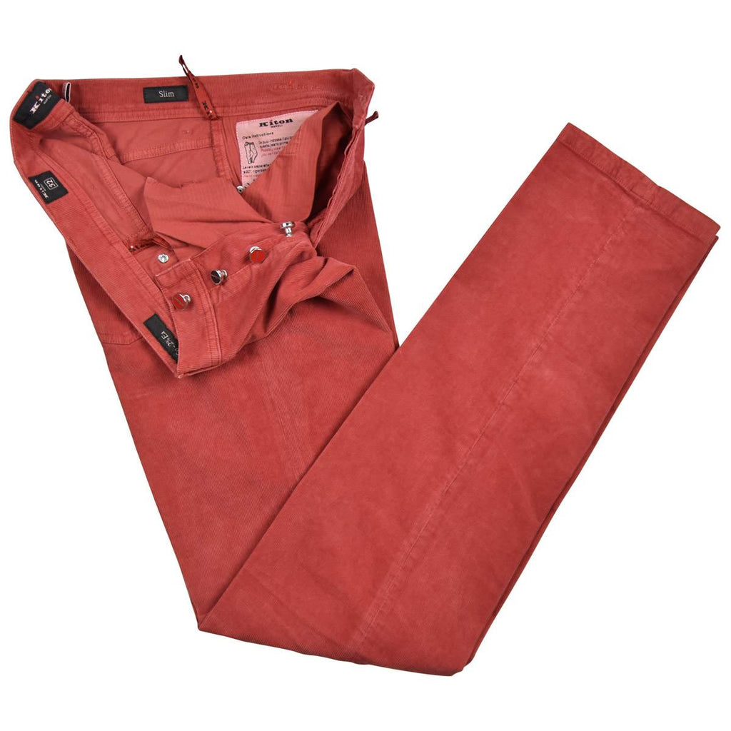 KITON Red Cotton Ea Velvet Jeans