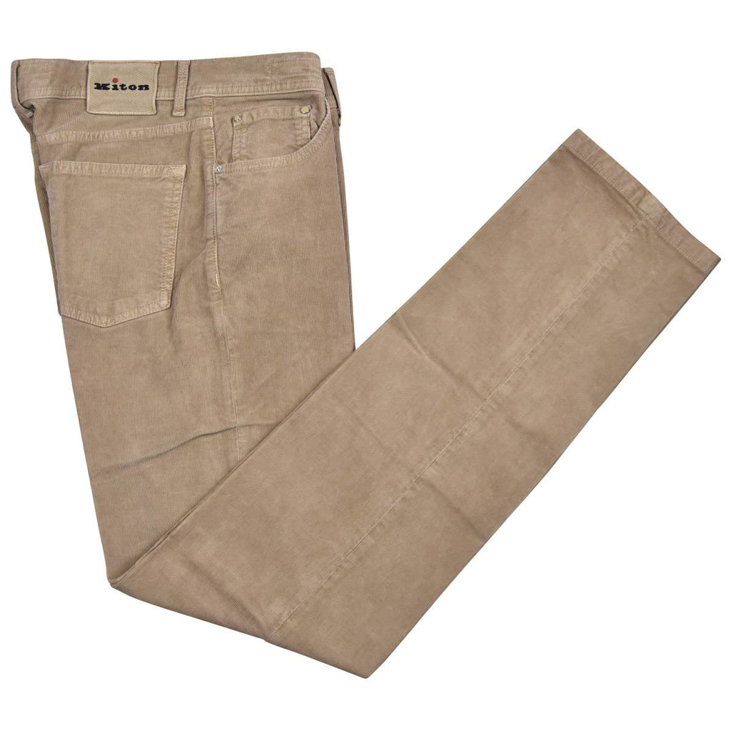 KITON Light Brown Cotton Ea Velvet Jeans