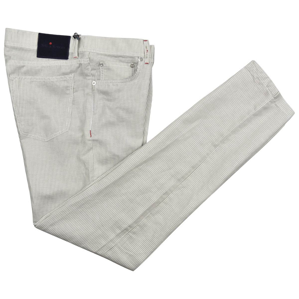 Kiton KITON Green White Linen Jeans White/Green 000