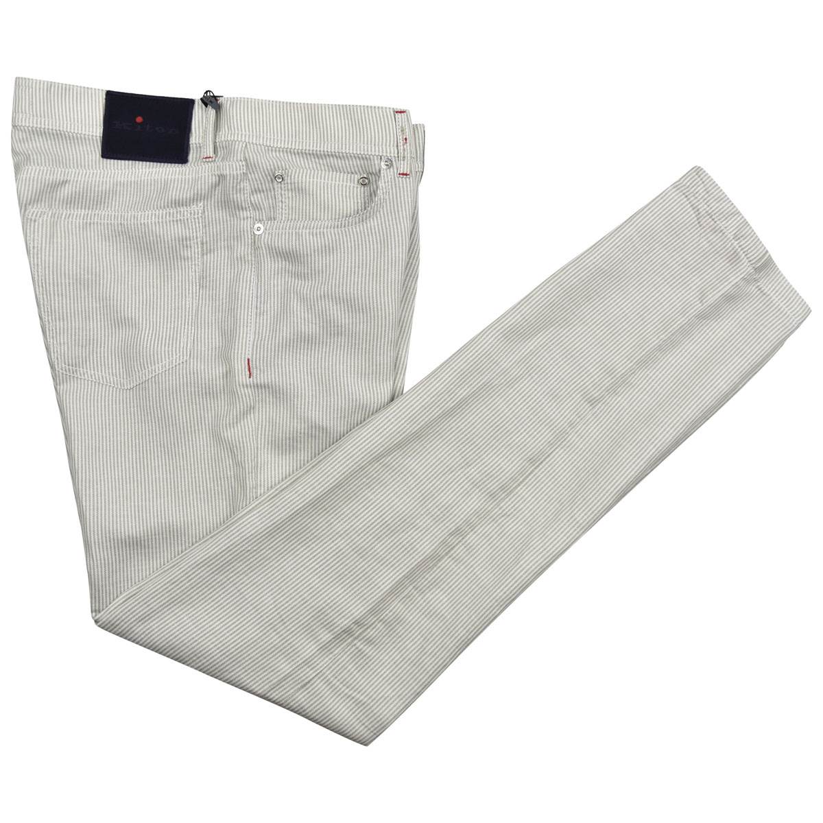 KITON Green White Linen Jeans