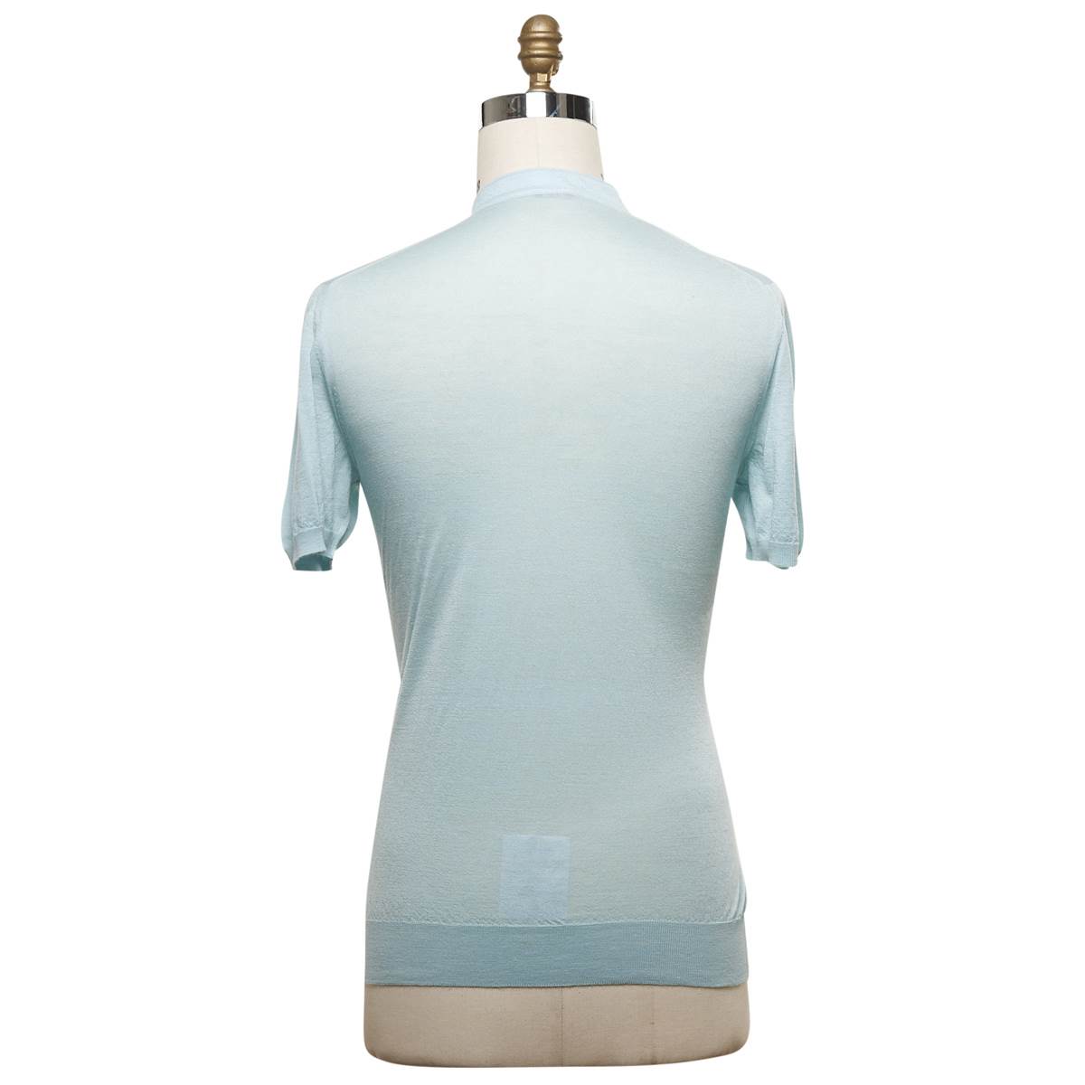 KITON Blue Silk Linen Polo Shirt