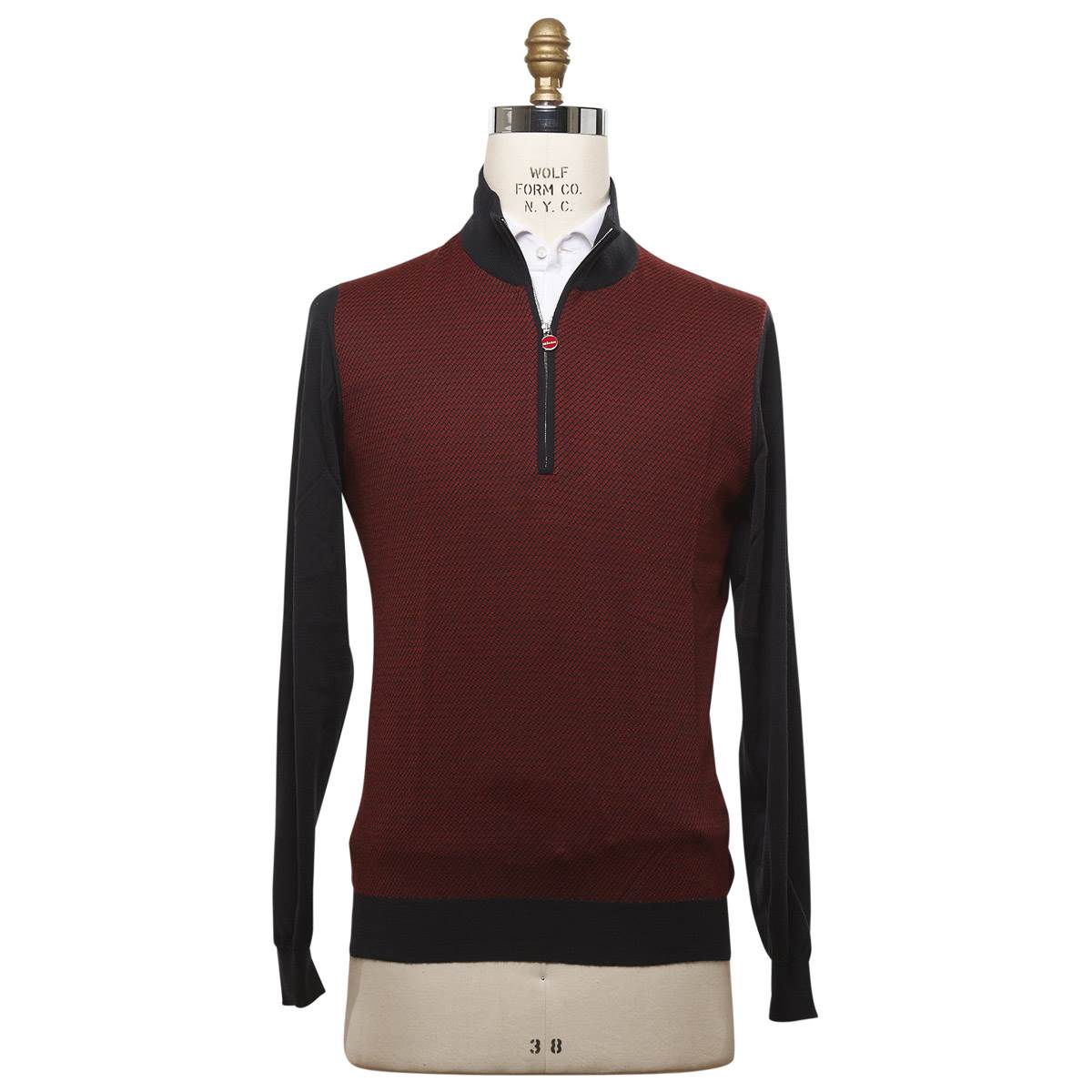 Kiton KITON Red Black Cashmere Silk Sweater Red/Black 000