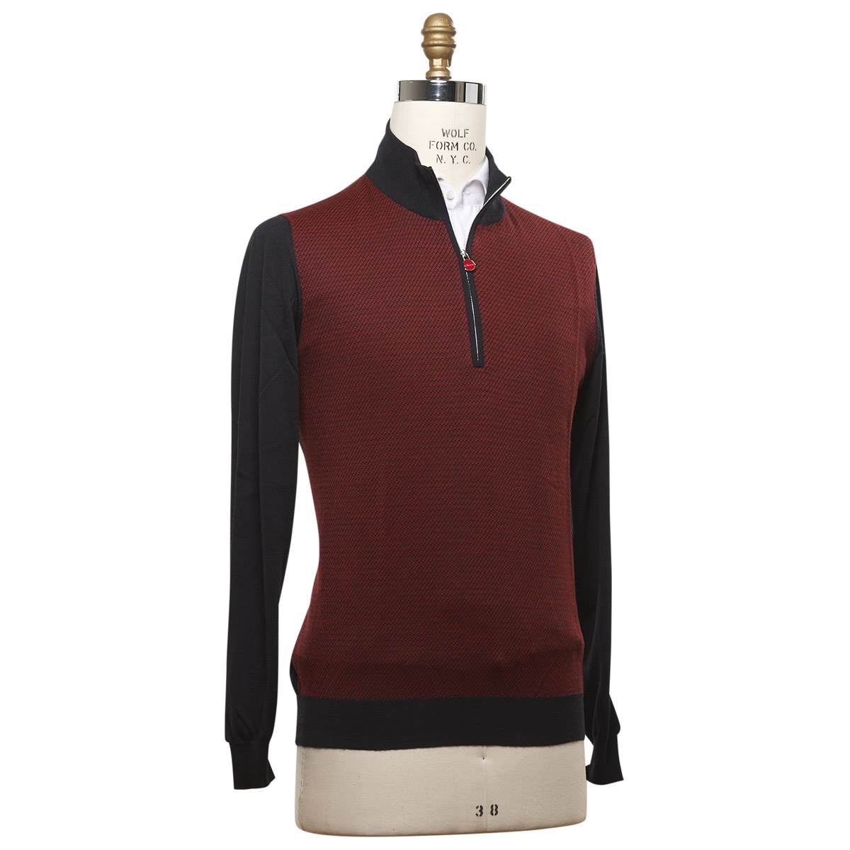 Kiton KITON Red Black Cashmere Silk Sweater Red/Black 001