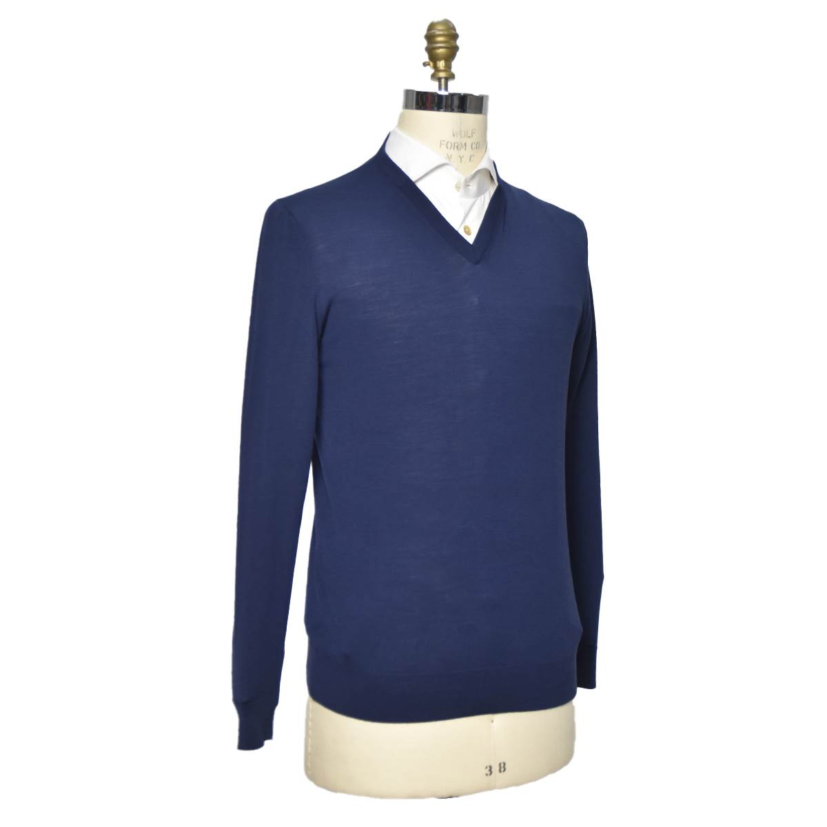 Kiton KITON Blue Wool 14 Micron Sweater V-neck Blue 001