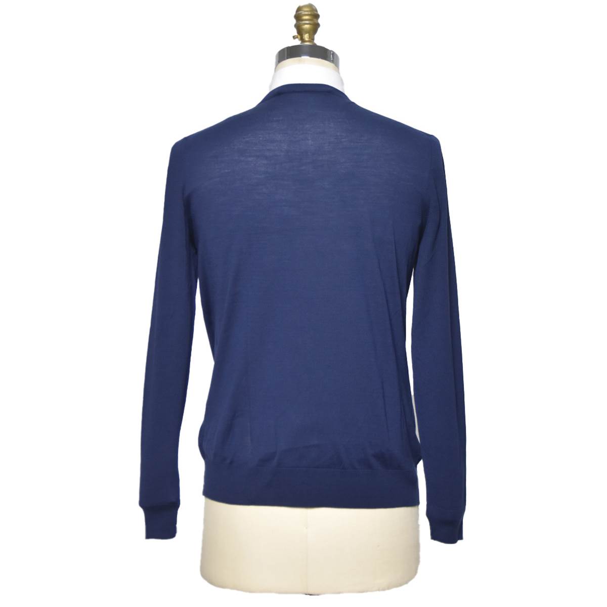 KITON Blue Wool 14 Micron Sweater V-neck