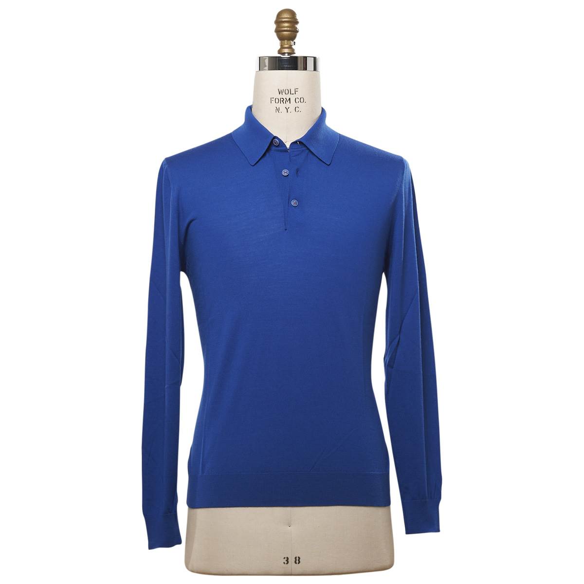 KITON Blue Wool 14 Micron Sweater Polo