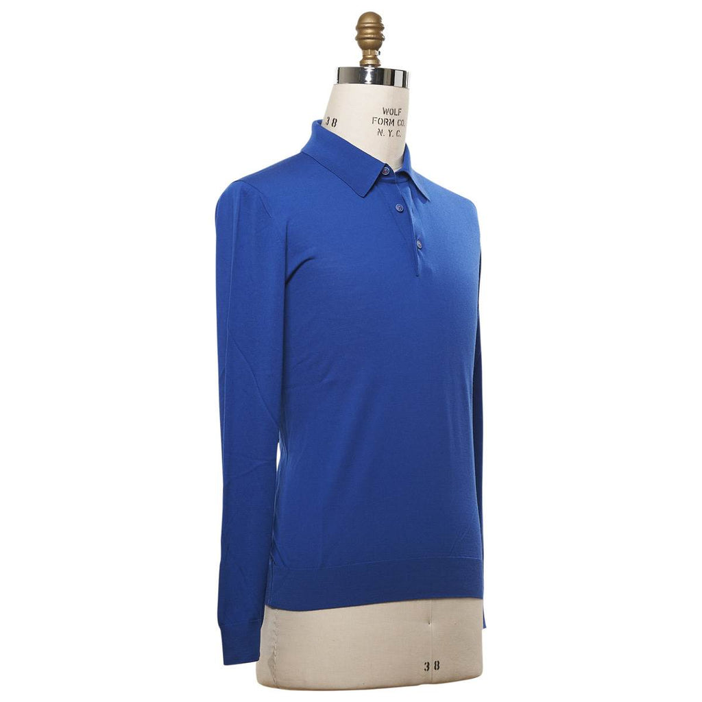 KITON Blue Wool 14 Micron Sweater Polo