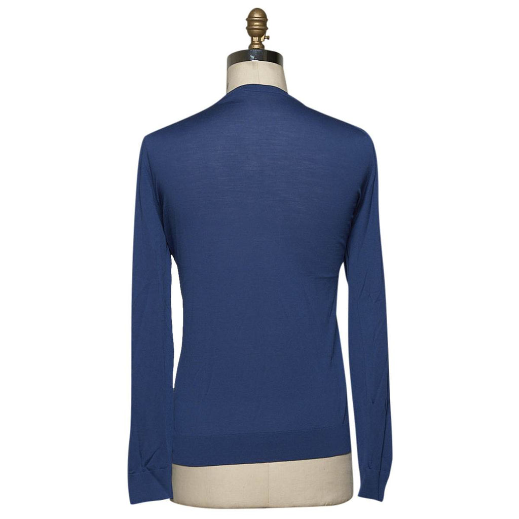 KITON Dark Blue Silk Sweater V-Neck
