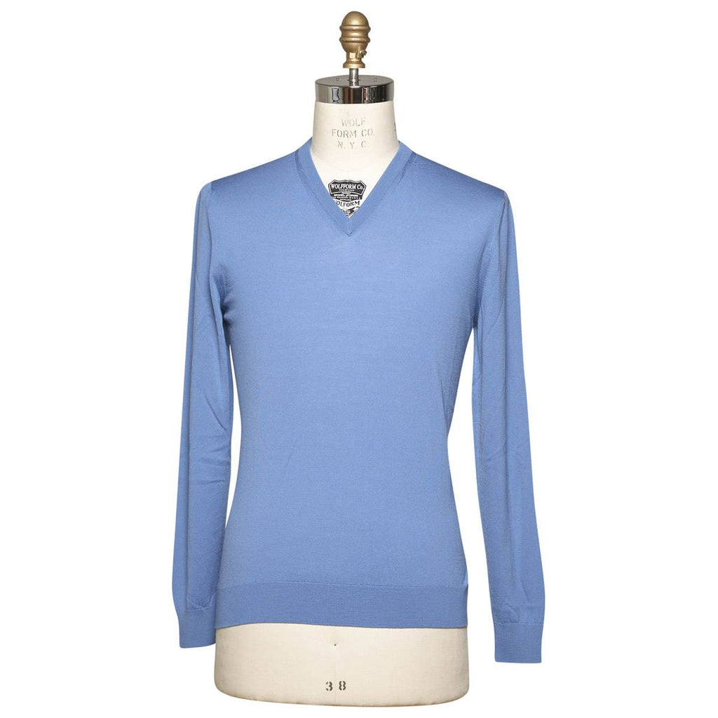 KITON Blue Wool Sweater V-Neck