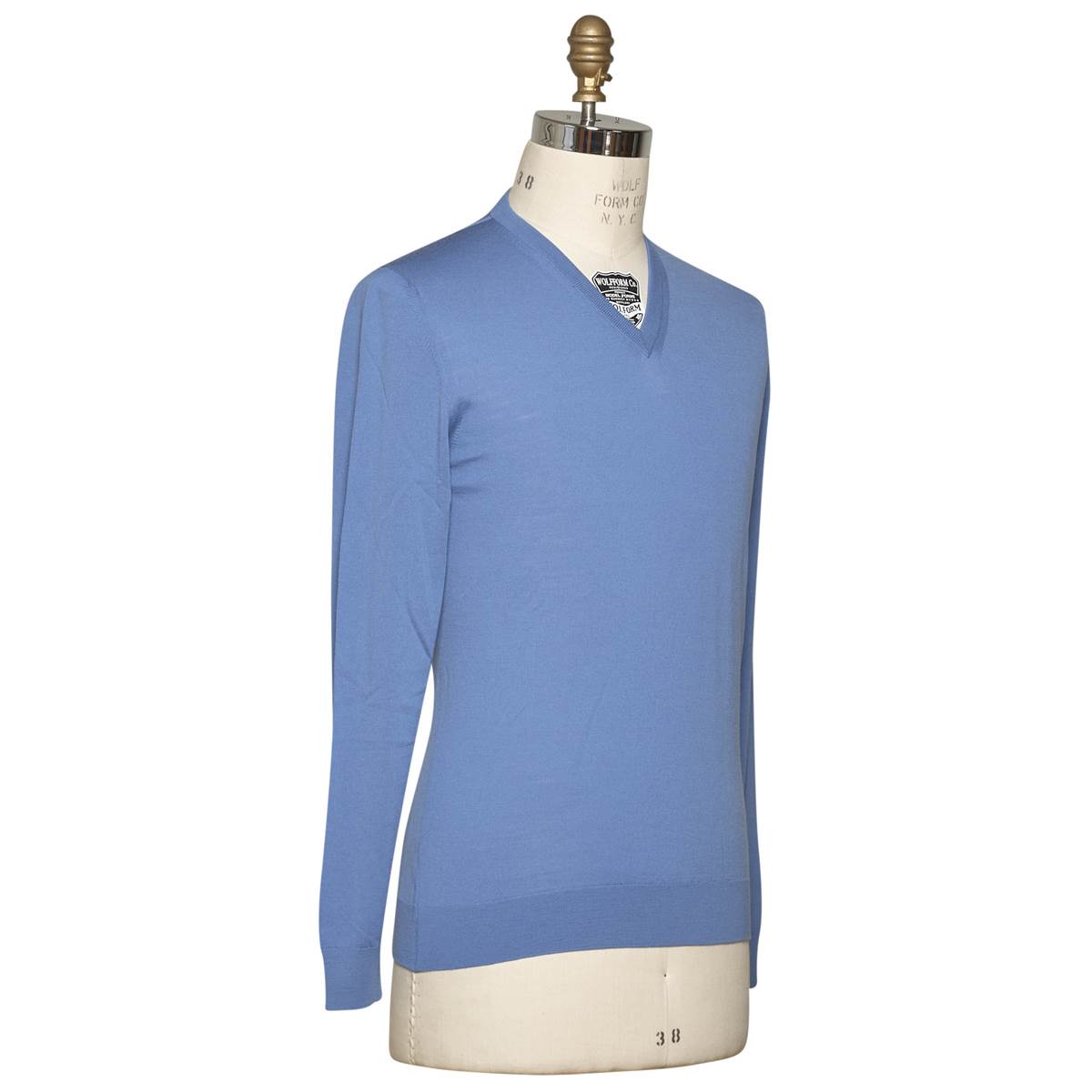 KITON Blue Wool Sweater V-Neck