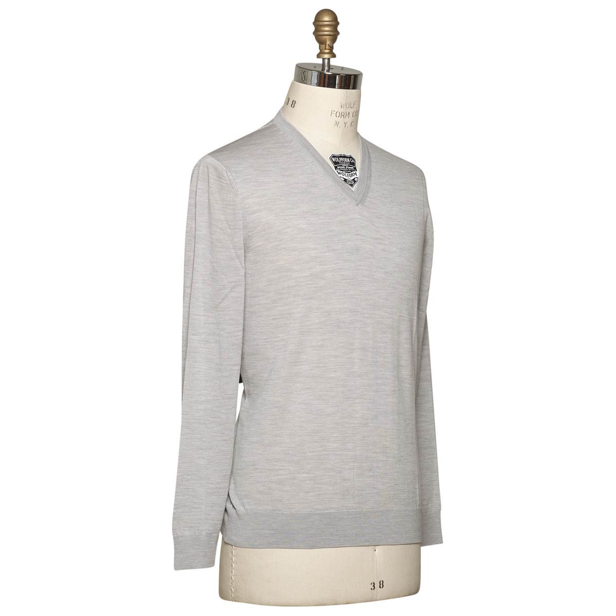 KITON Gray Wool 14 Micron Sweater V-Neck