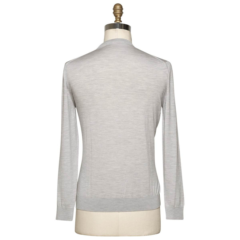 KITON Gray Wool 14 Micron Sweater V-Neck
