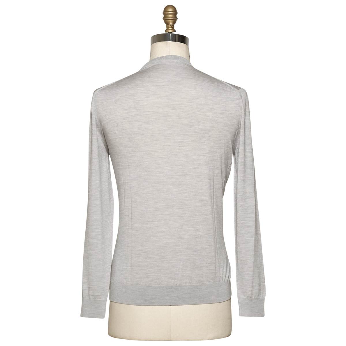 KITON Gray Wool 14 Micron Sweater V-Neck