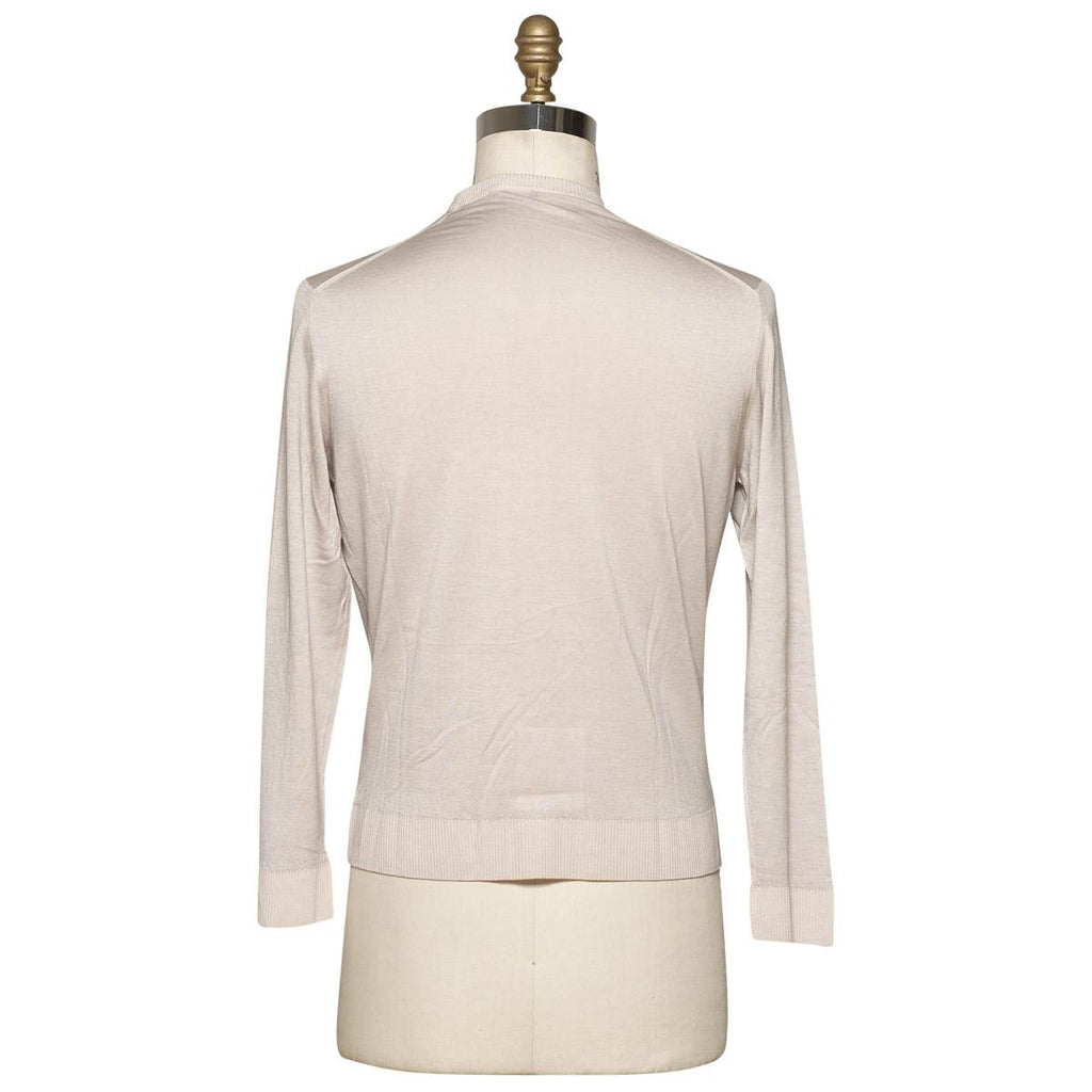 KITON Light Gray Cashmere Silk Sweater V-Neck