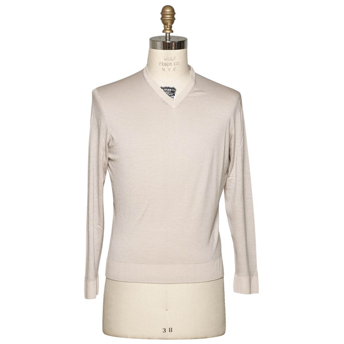 KITON Light Gray Cashmere Silk Sweater V-Neck