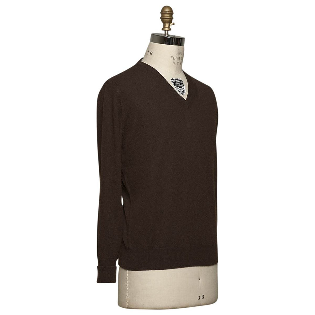 KITON Brown Cashmere Sweater V-Neck