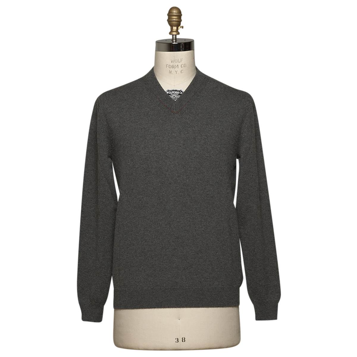 KITON Gray Cashmere Sweater V-Neck