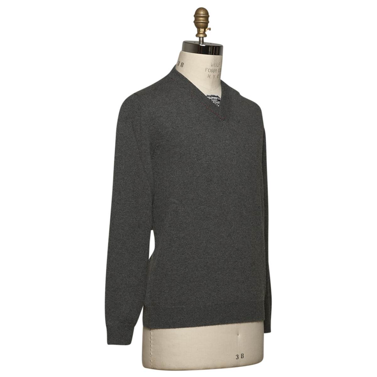 KITON Gray Cashmere Sweater V-Neck