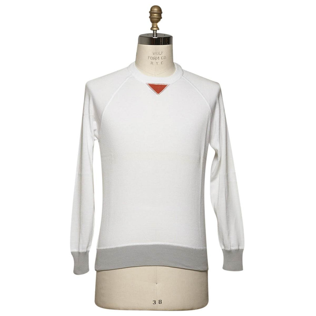 KITON White Cotton Sweater Crewneck
