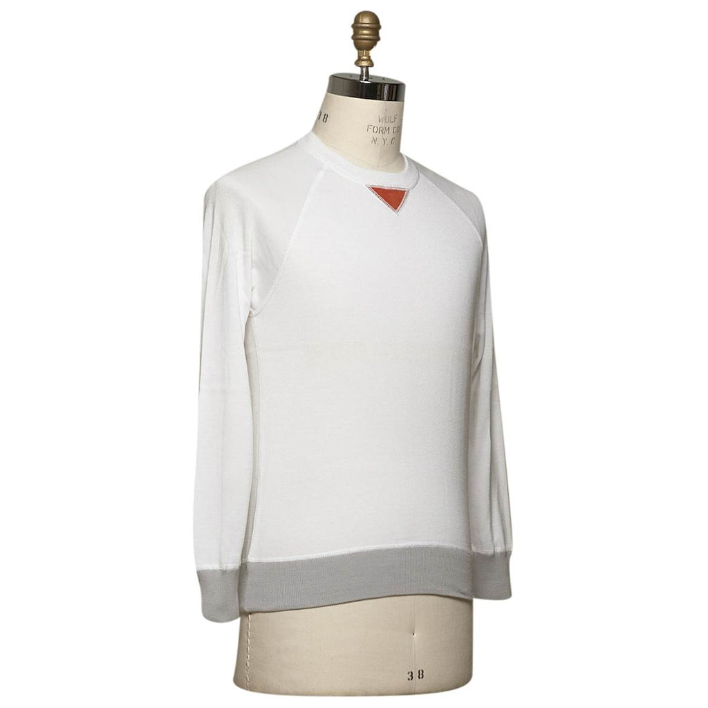 KITON White Cotton Sweater Crewneck