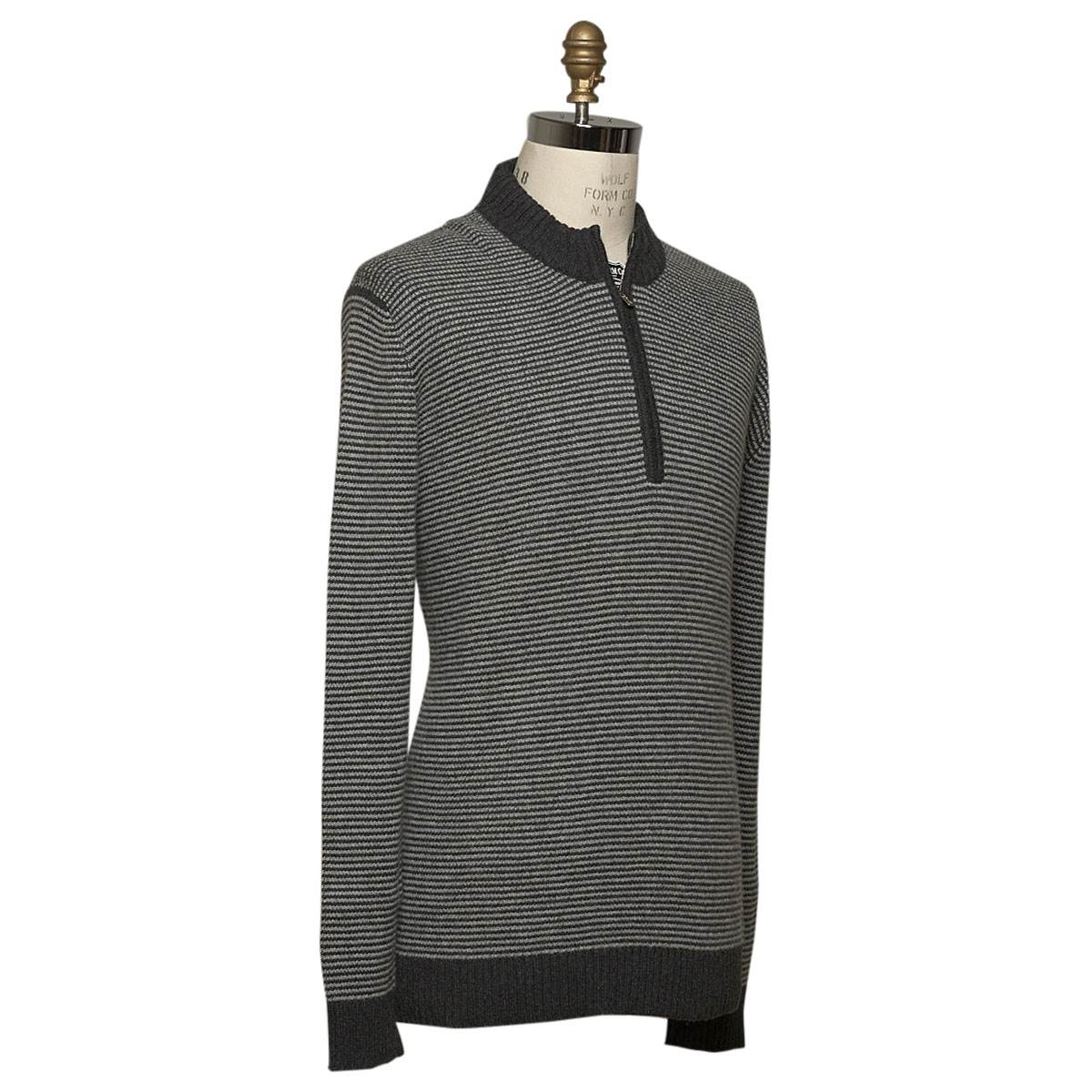 KITON Gray Cashmere Sweater Half Zip