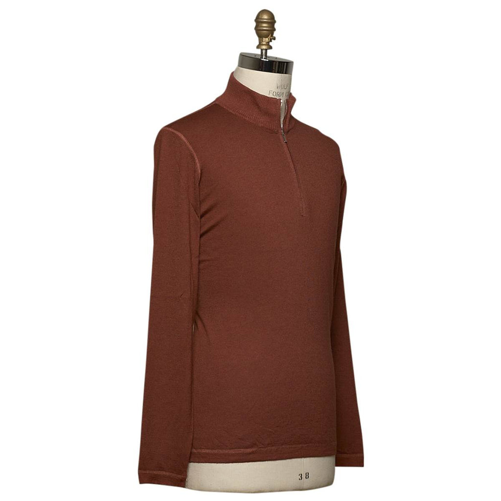 KITON Brown Cashmere Sweater Half Zip
