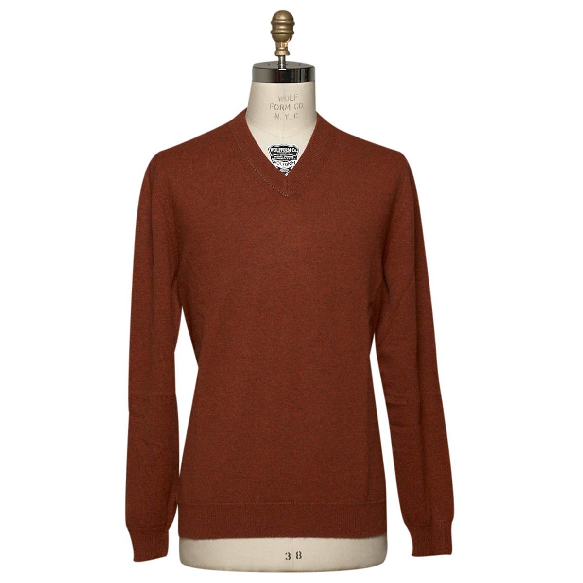 KITON Orange Cashmere Sweater V-Neck