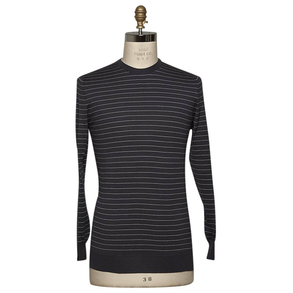 Kiton KITON Blue White Cotton Sweater Crewneck Blue/White 000