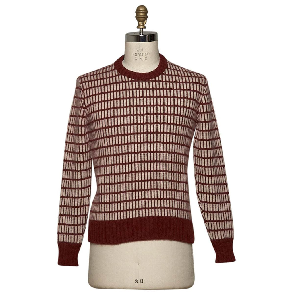 KITON Burgundy Beige Cashmere Sweater Crewneck
