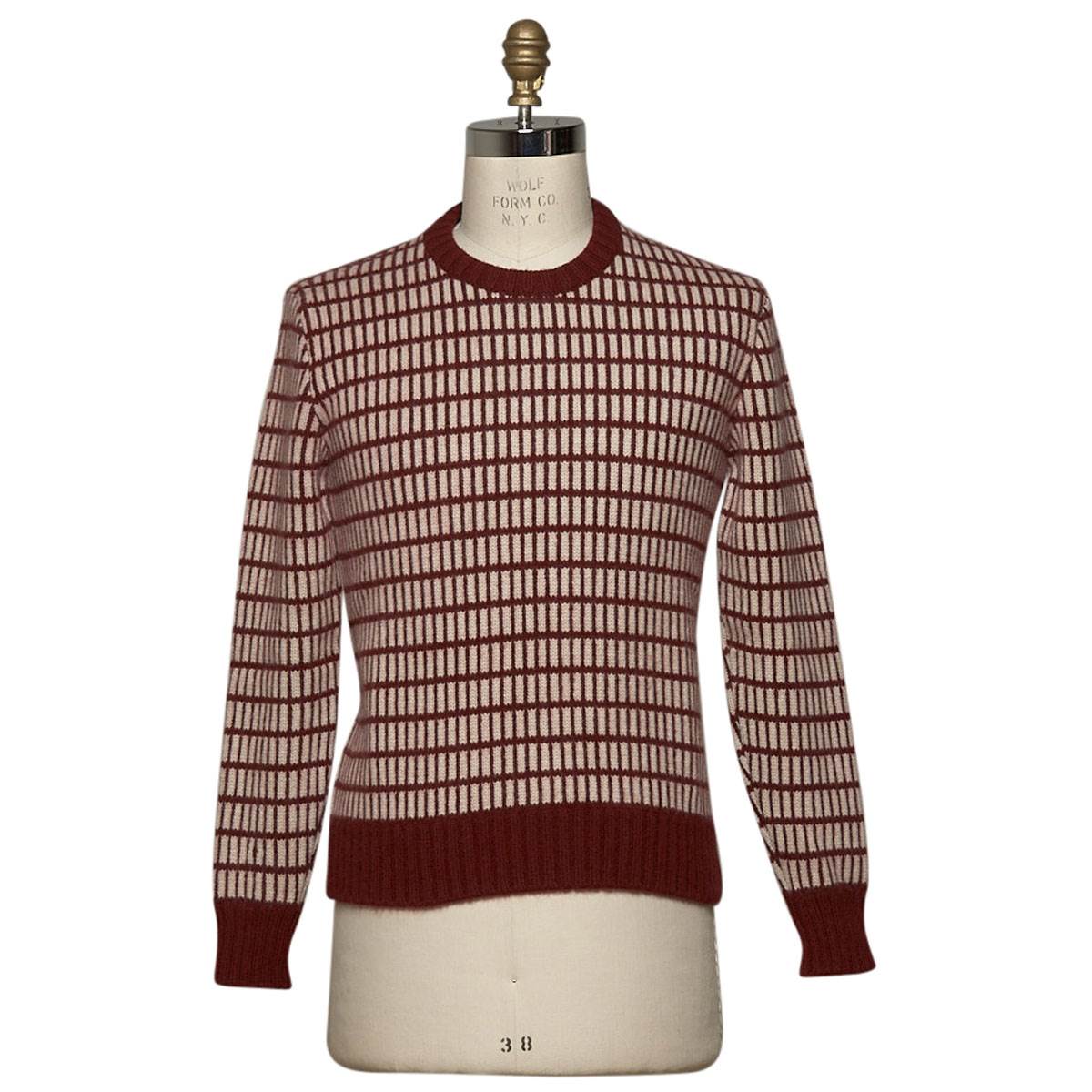 KITON Burgundy Beige Cashmere Sweater Crewneck