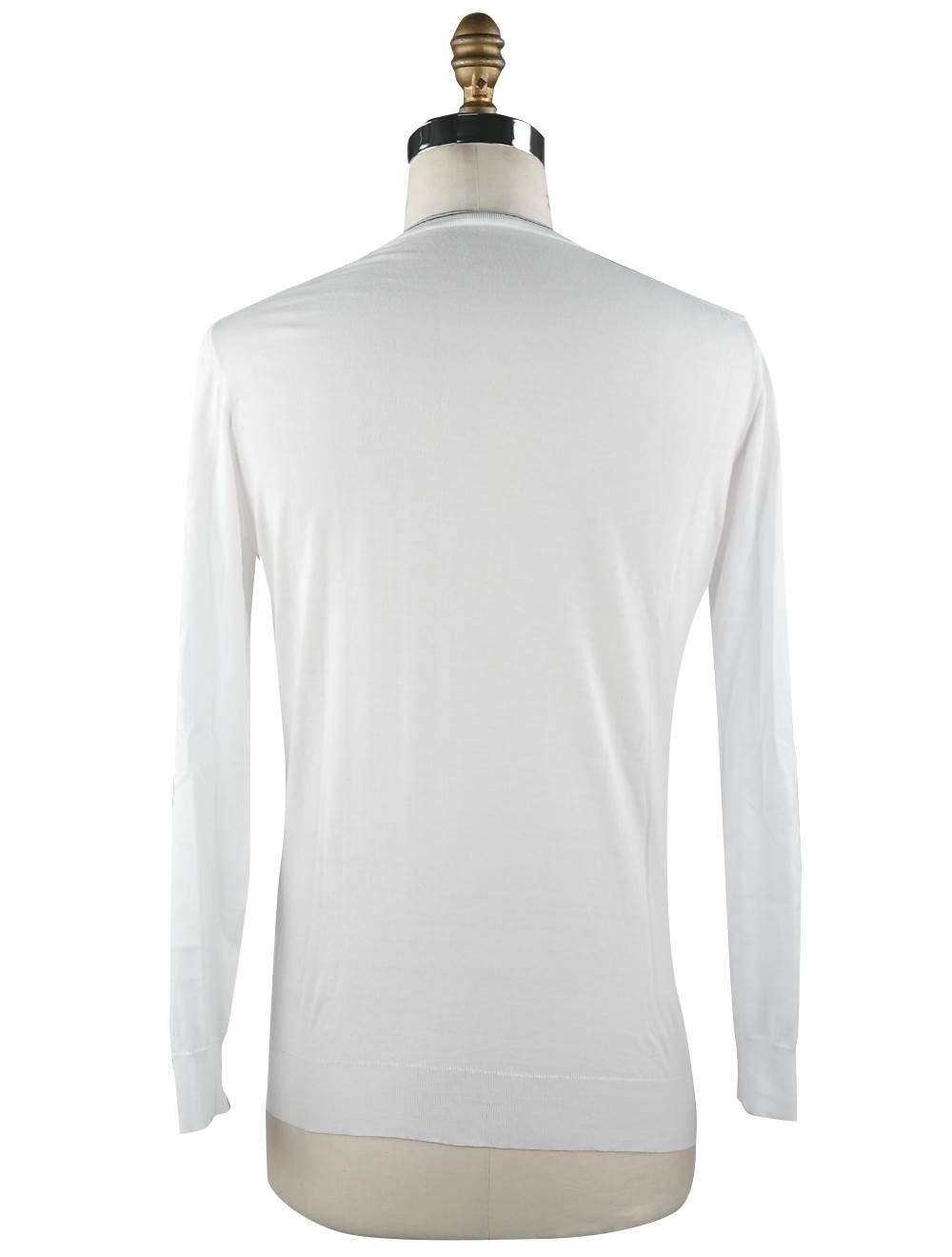 Kiton White Cotton Sweater Crewneck