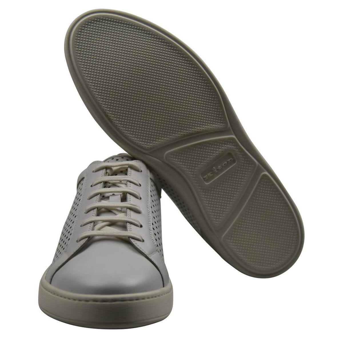 KITON White Leather Sneakers Shoes