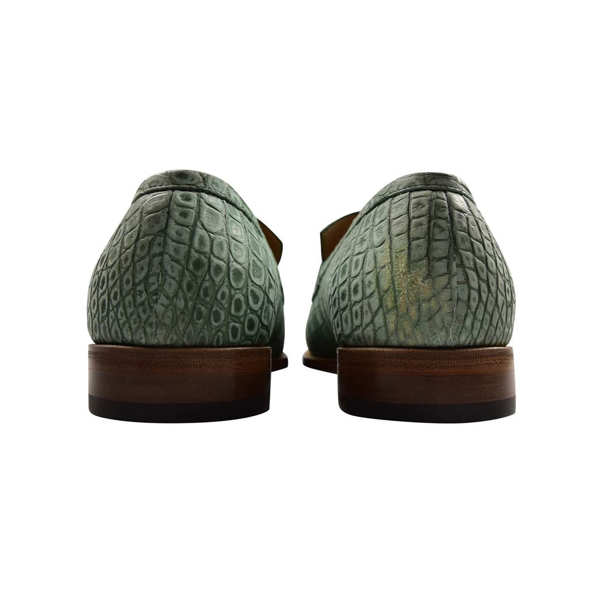 KITON Green Leather Crocodile Dress Shoes