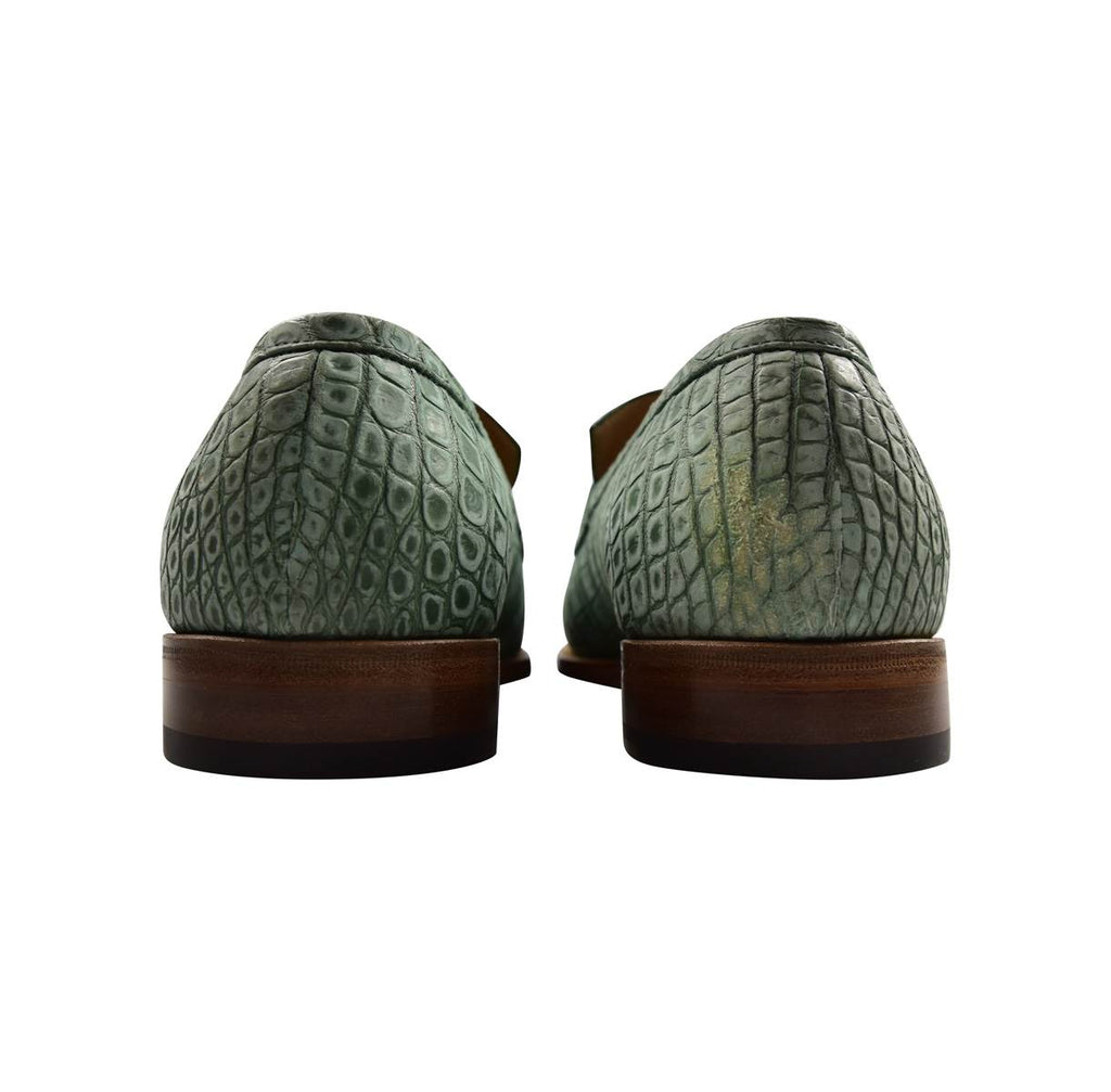 KITON Green Leather Crocodile Dress Shoes