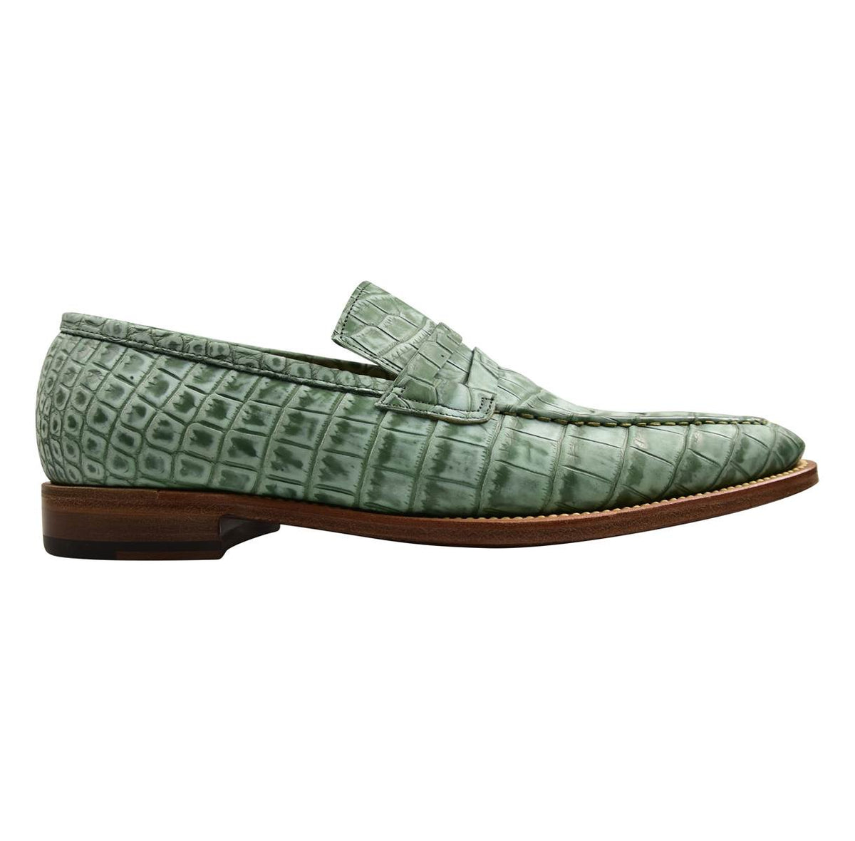 KITON Green Leather Crocodile Dress Shoes