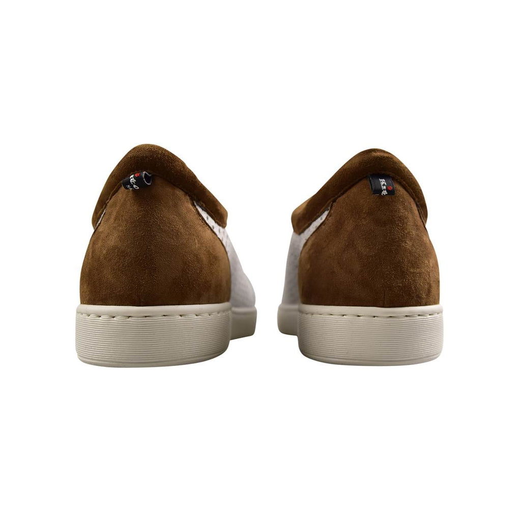 KITON White Gray Brown Leather Sneakers