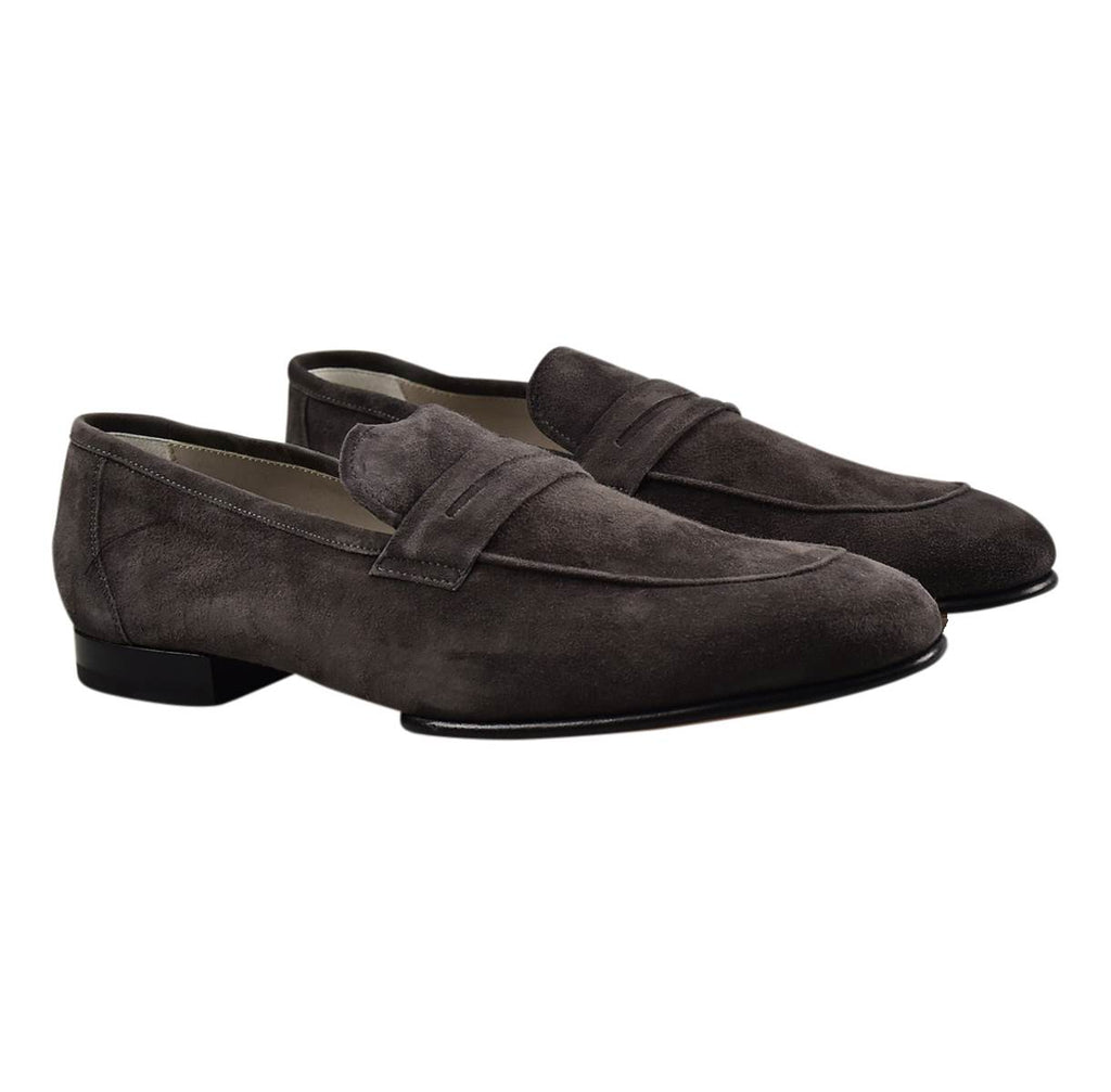 KITON Gray Leather Suede Sneakers Shoes