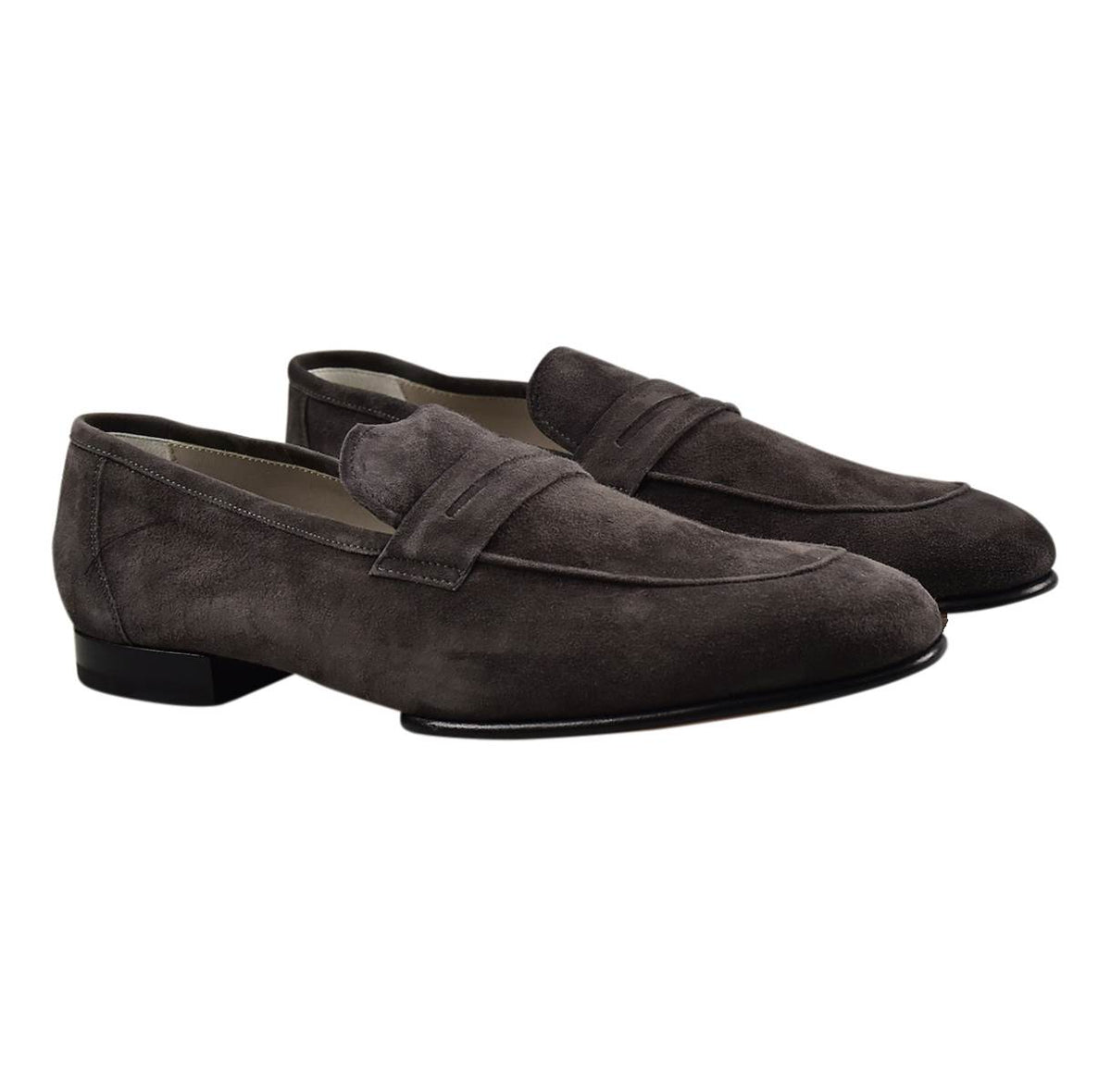 KITON Gray Leather Suede Sneakers Shoes