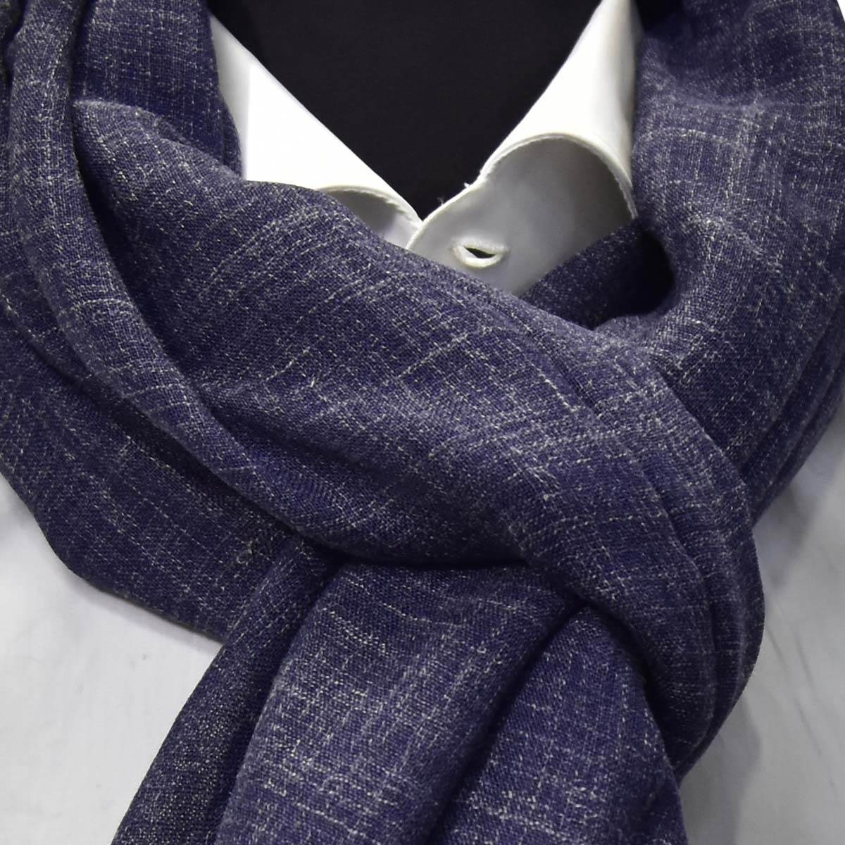 Kiton KITON Blue Silk Linen Scarf Blue 001