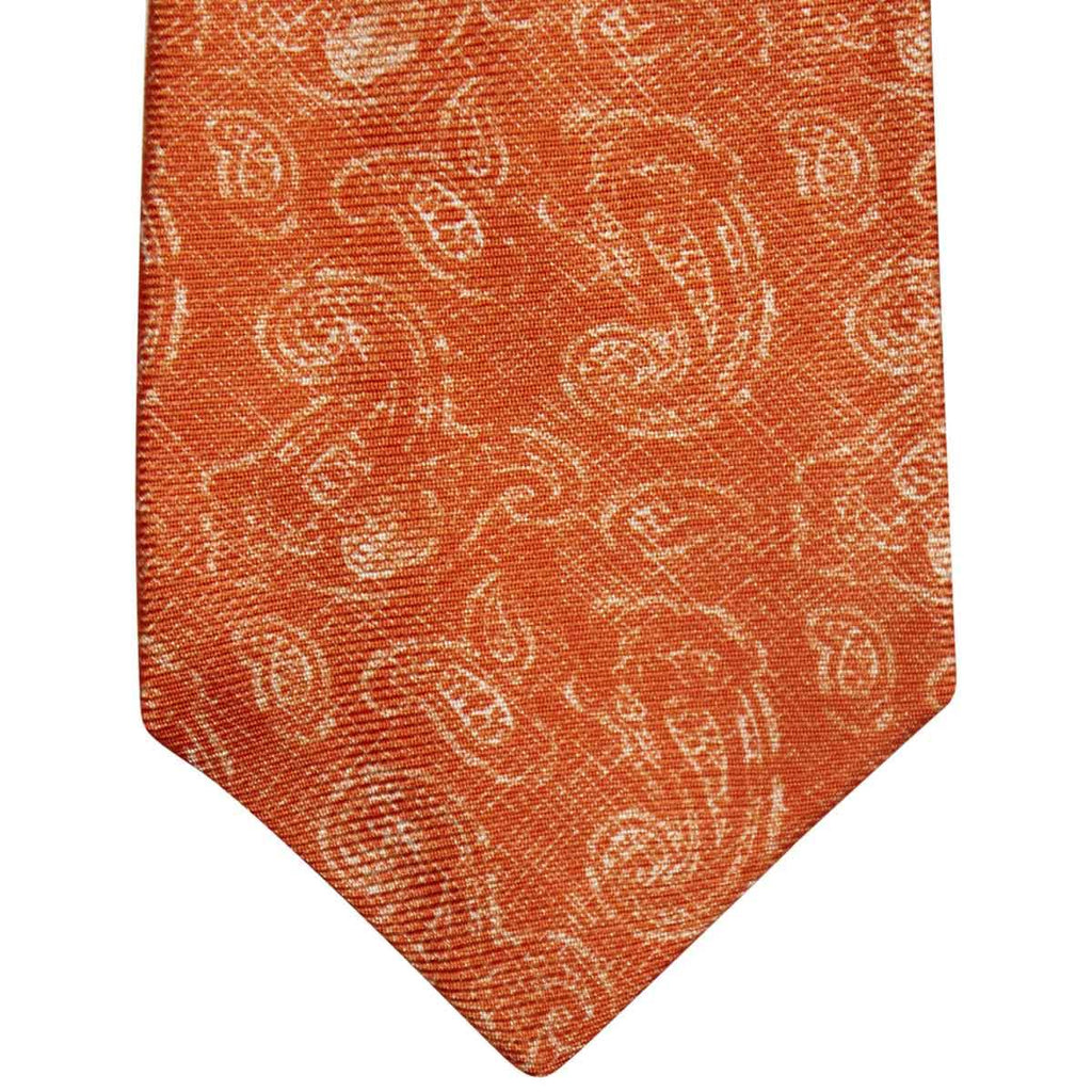 Kiton KITON Orange White Silk Tie Orange/White 001