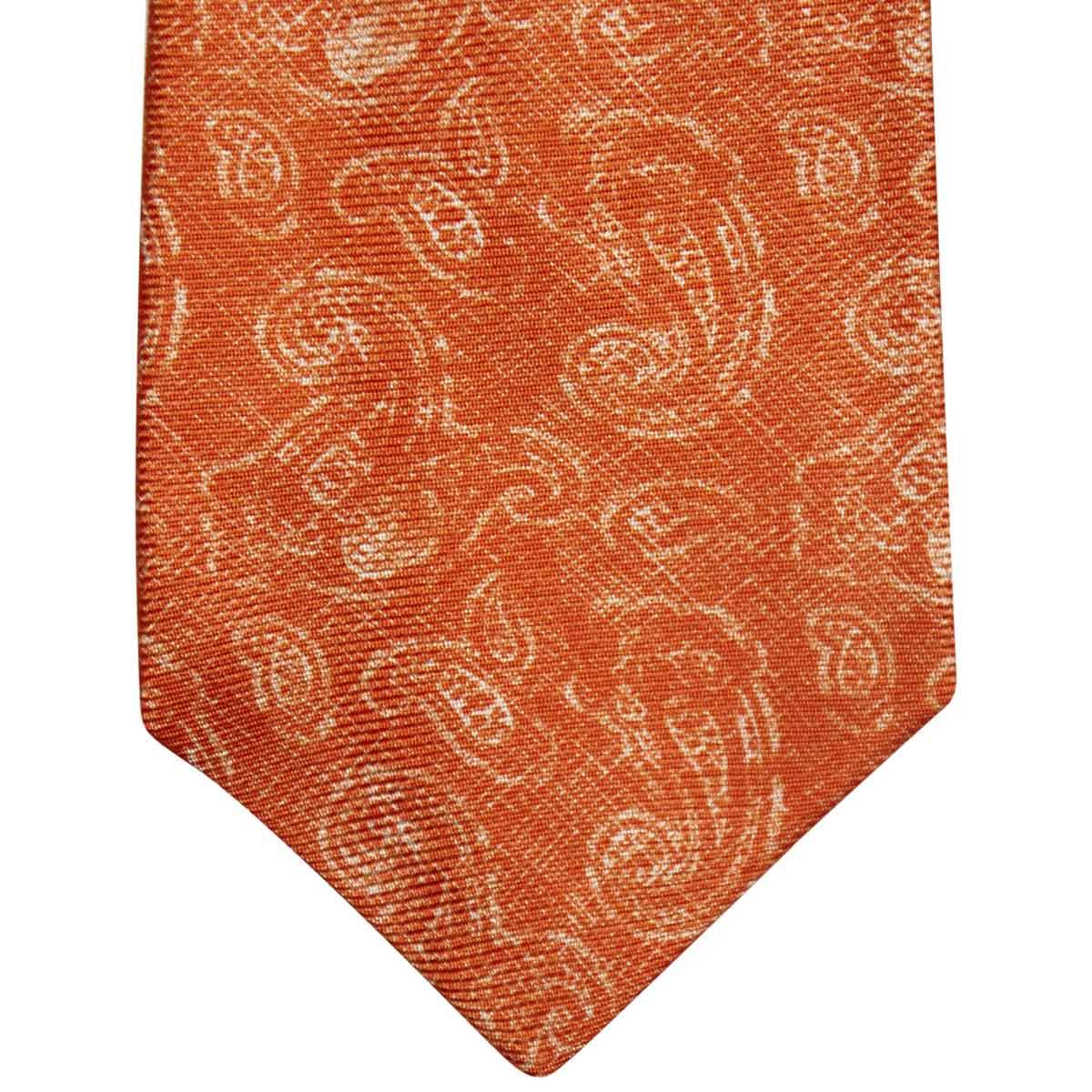 Kiton KITON Orange White Silk Tie Orange/White 001